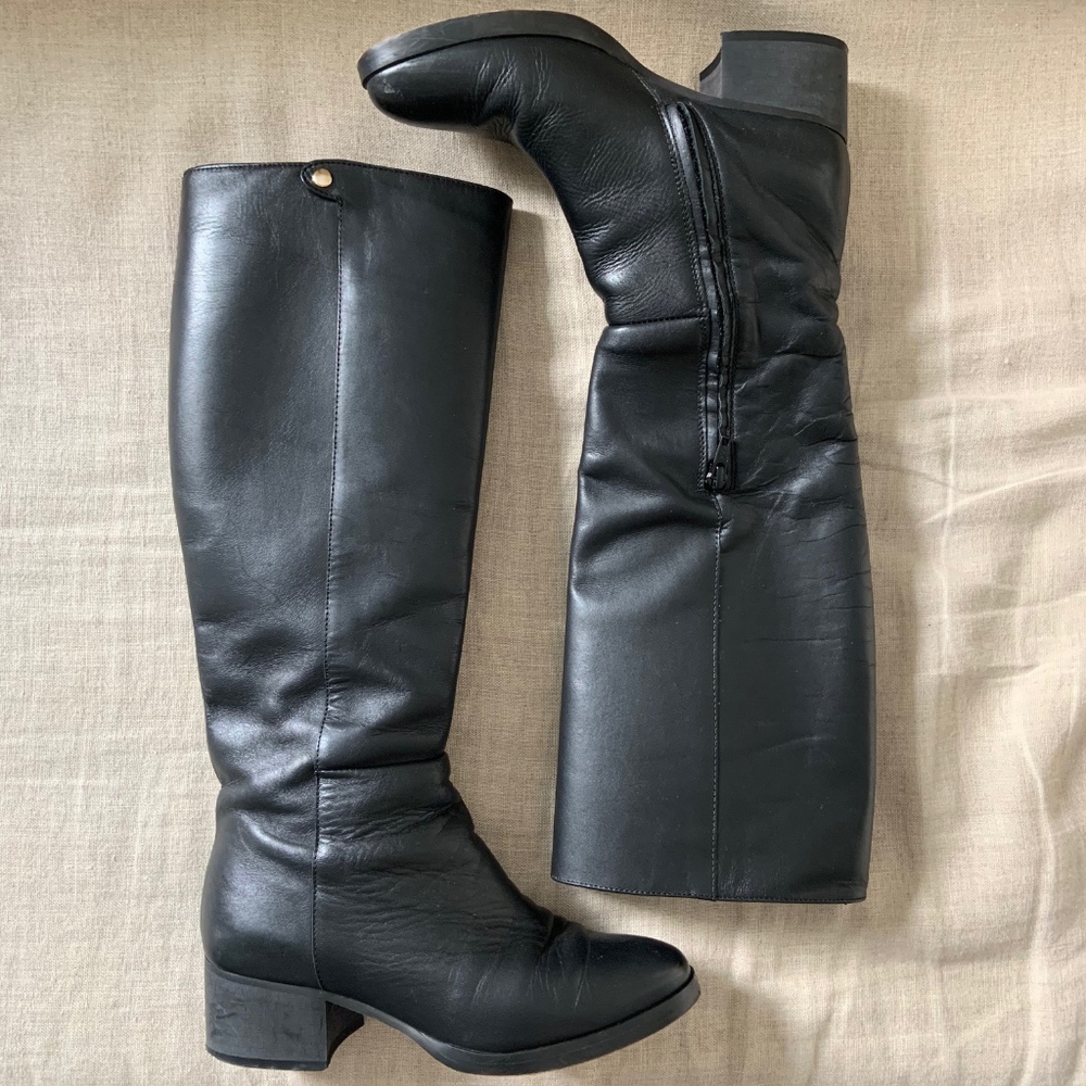J.Crew Black Leather Riding Boots (Size 5)